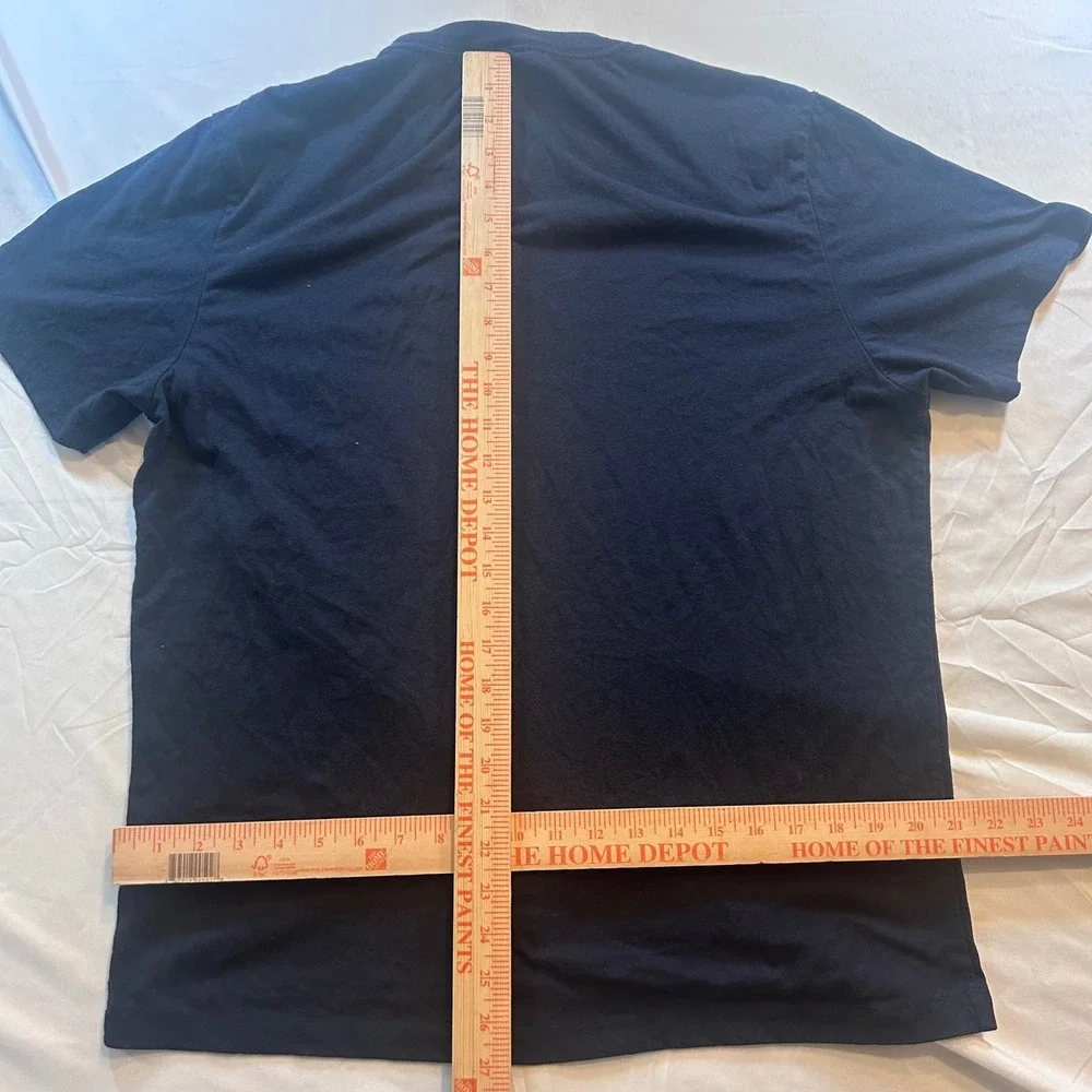 True Religion Mens Buddha Guitar Graphic T-Shirt Navy Blue Large Distressed Logo